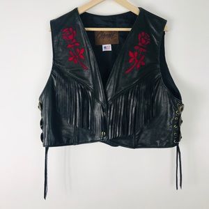 Chrome gear leather Biker rose design made USA